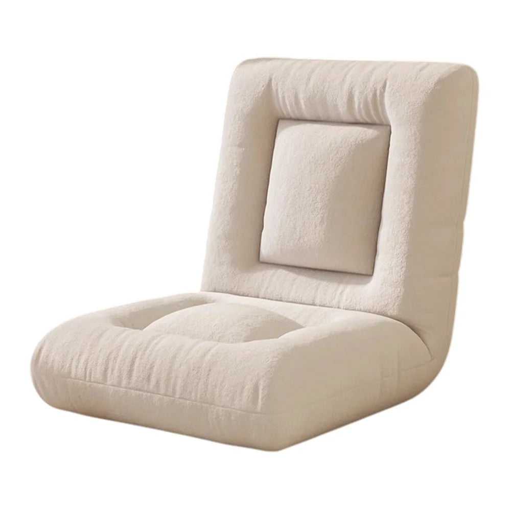 Skin Friendly Flannel Foldable Single Sofa Chair Adjustable Backrest Lounge Seat for Balcony Bay Window - Beige - 1