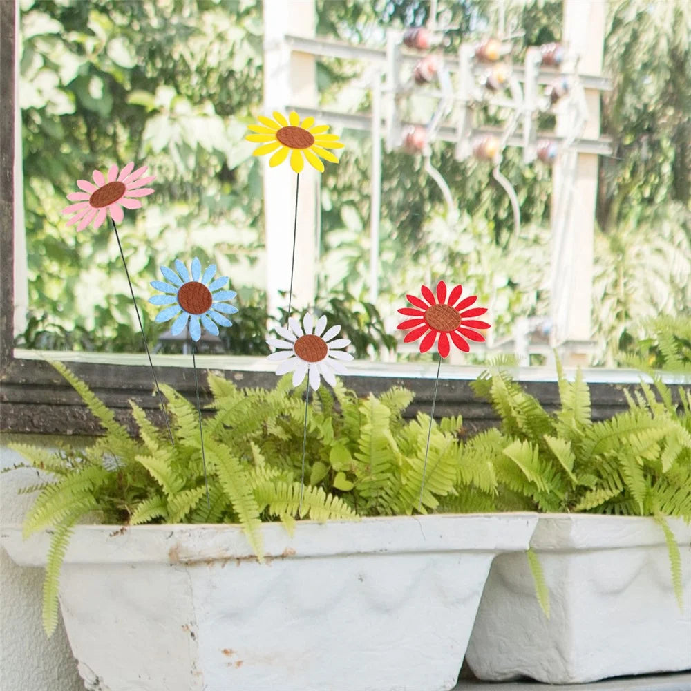 5Pcs Multicolor Daisy / Sunflower Shape Garden Stake Outdoor Courtyard Patio Lawn Decoration - G118 - 2