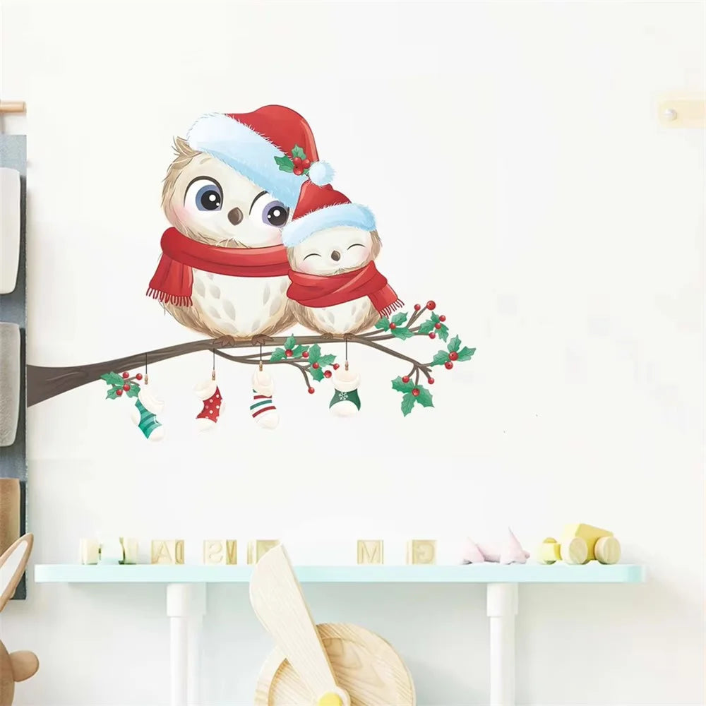 40 x 28cm Christmas Snowflake Bird Wall Sticker Window Glass Decorative Removable PVC Decal - 3