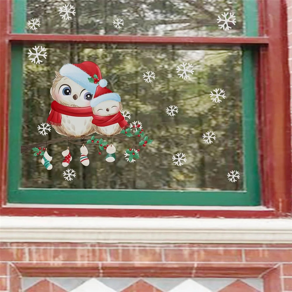 40 x 28cm Christmas Snowflake Bird Wall Sticker Window Glass Decorative Removable PVC Decal - 7