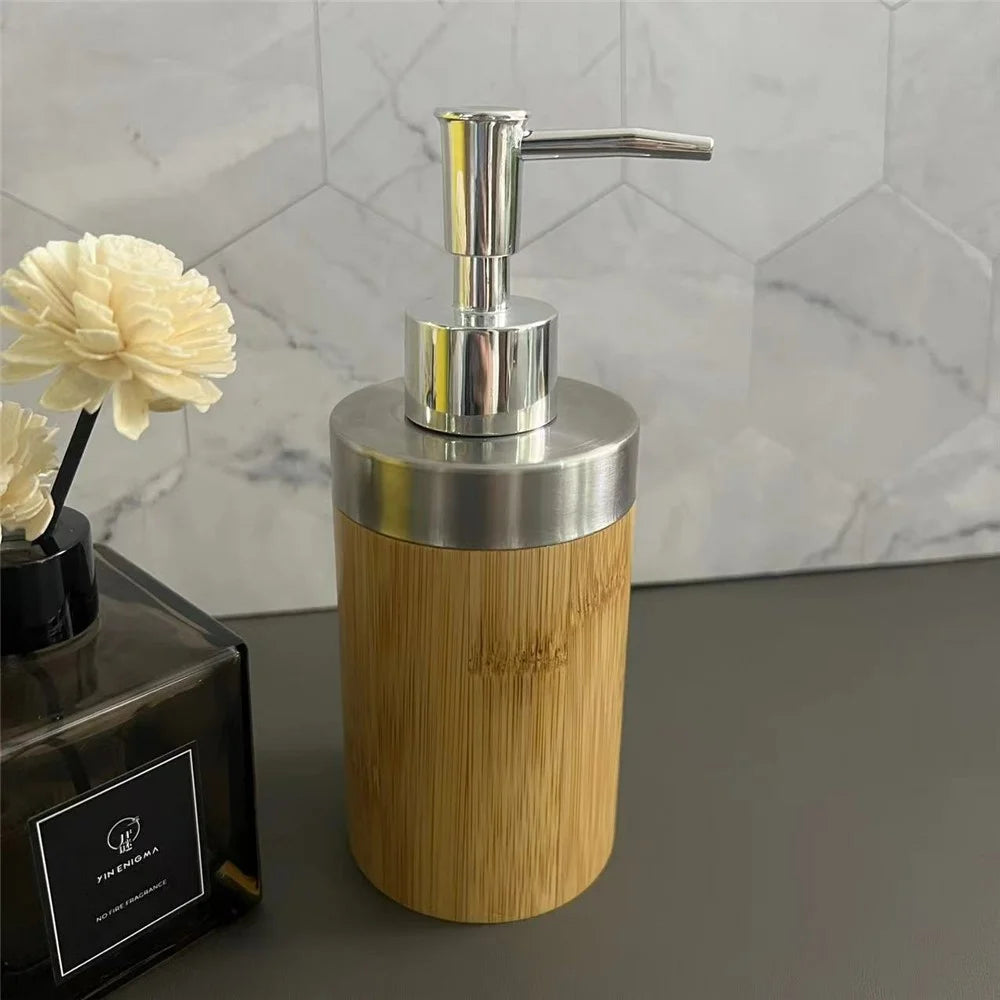 200ml Home Hotel Bamboo Dispenser Bottle Hand Wash / Shampoo / Body Wash / Liquid Soap Refillable Pump Bottle - 2