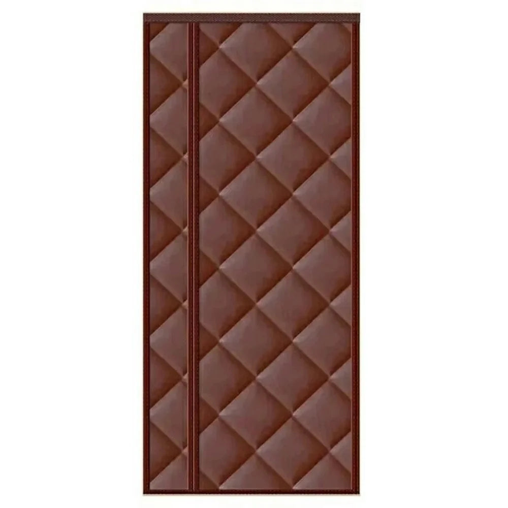 90 x 200cm Side Opening Magnetic Thermal Door Curtain Oxford Fabric Self Adhesive Windproof Doorway Screen - Coffee - 1