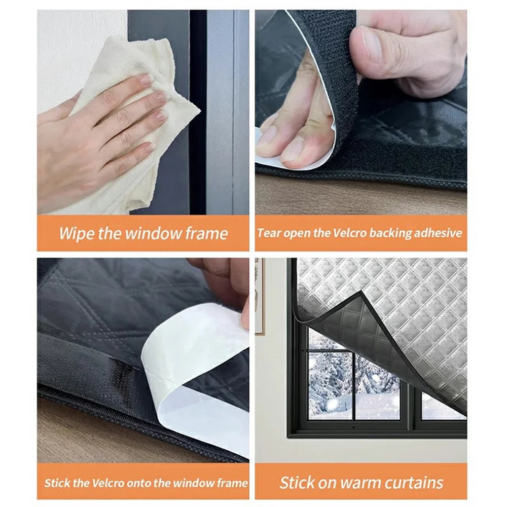 100 x 120cm Graphene Thermal Insulation Window Curtain Winter Self Adhesive Windproof Window Barrier - 5