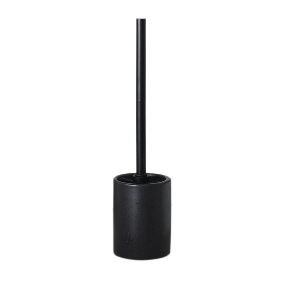 Long Handle Toilet Cleaning Brush with Ceramic Draining Base for Home School Dorm Bathroom - Black - 1