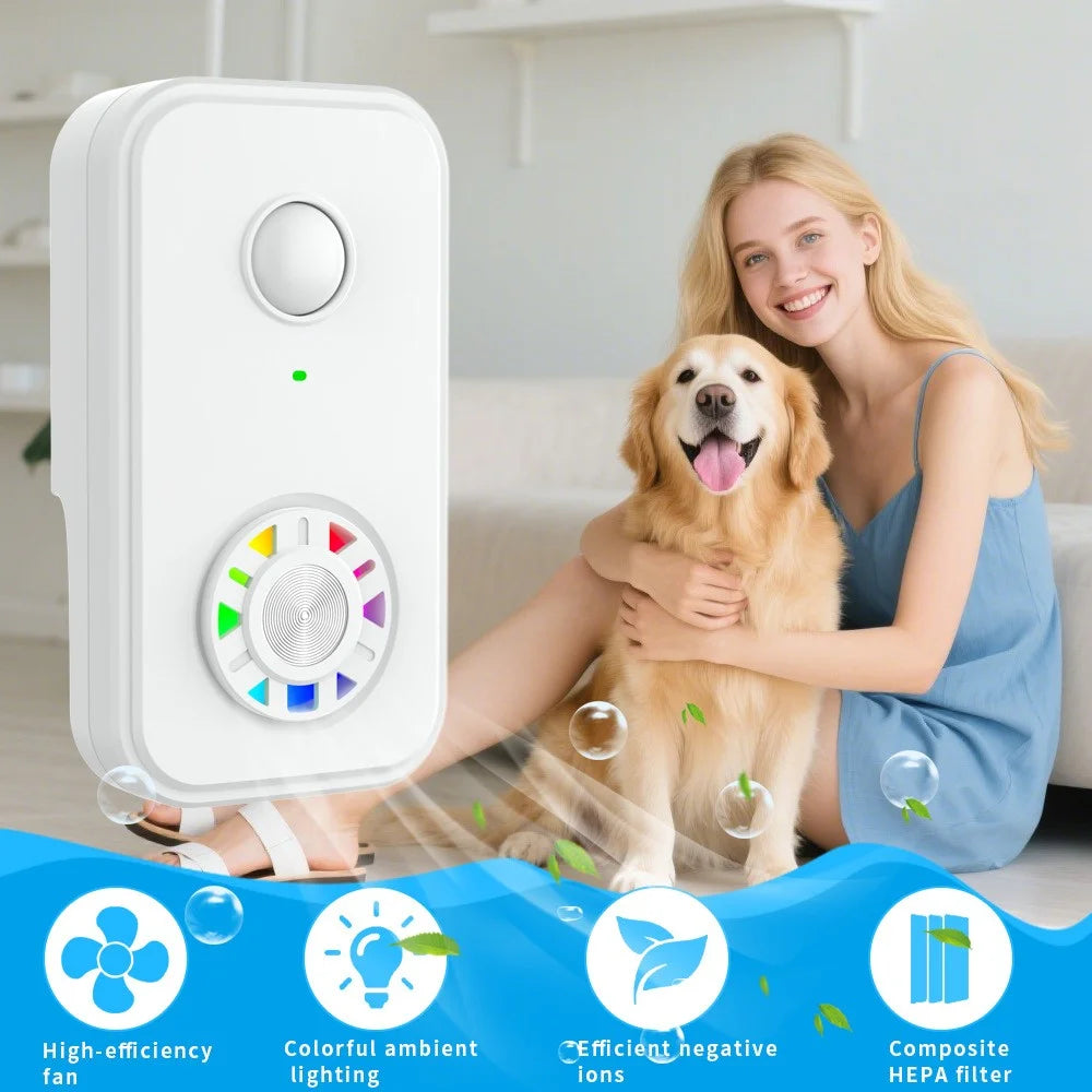 Air Purifier with 2 HEPA Filter Quiet Operation Negative Ion Generator for Odor Smoke Removal - White / EU Plug - 2