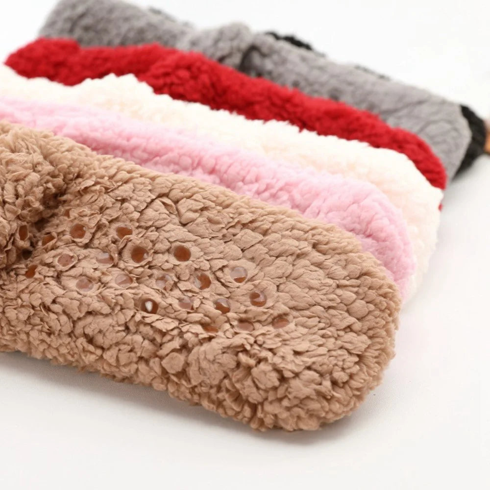 Cute Bear Fleece-Lined Sleeping Socks Cartoon Design Winter Thick Warm Floor Socks - Brown - 7