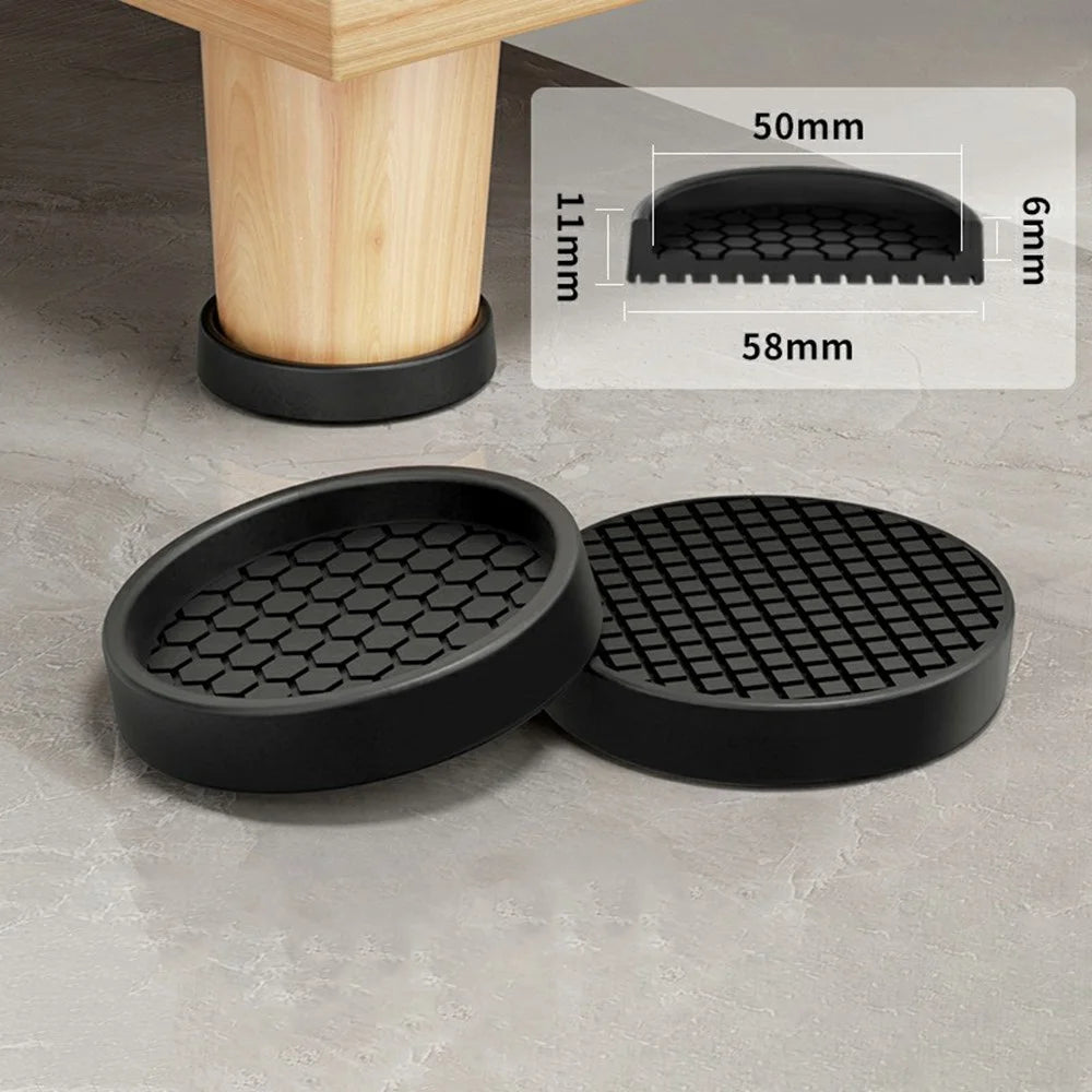 4Pcs Furniture Leg Pads 5cm Round Anti Slip Soft Feet Noise Reduction for Sofa Table Chair - Black - 5