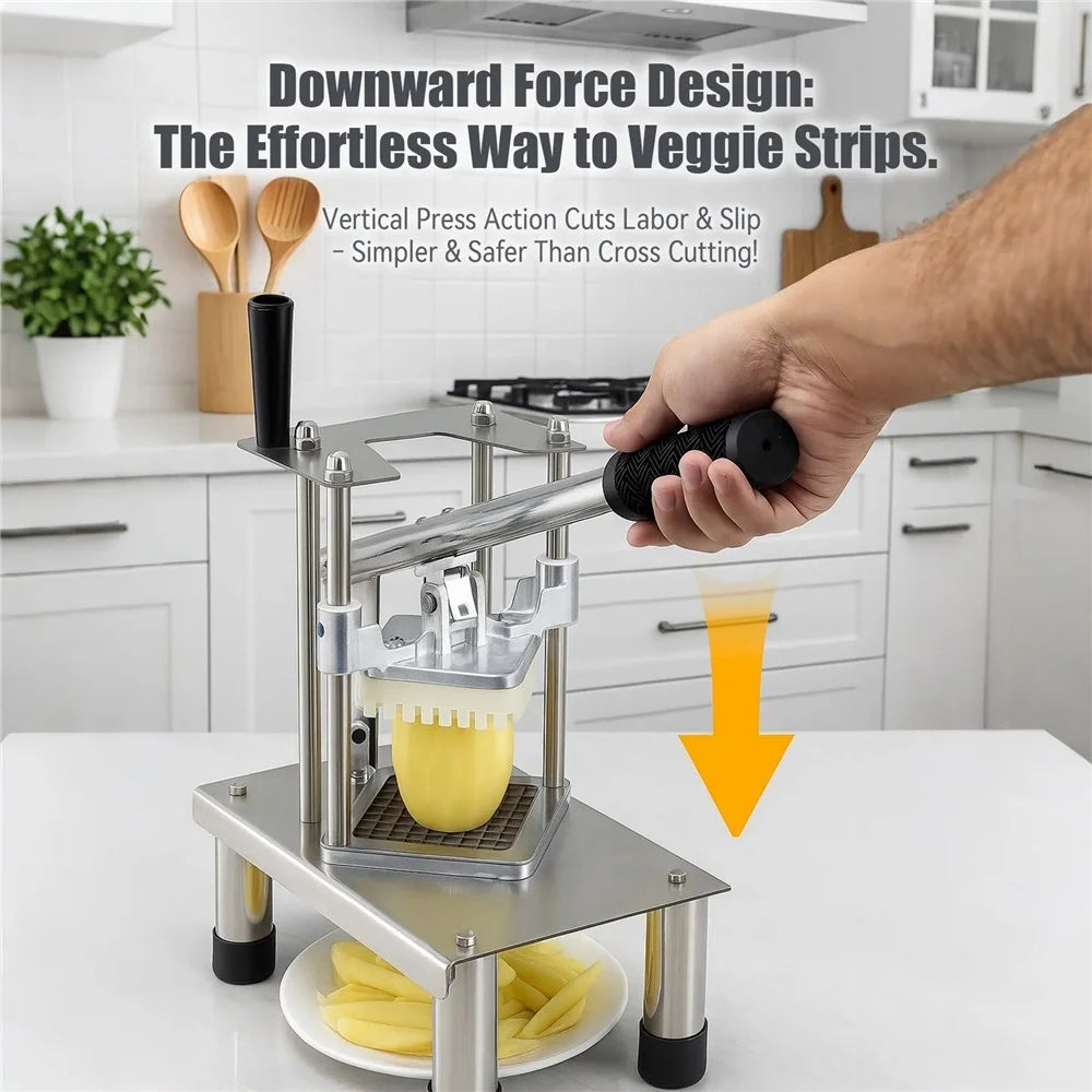 Commercial Vegetable Chopper with 3 Blades Stainless Steel French Fry Cutter for Kitchen Restaurant (BPA Free, No FDA) - 2