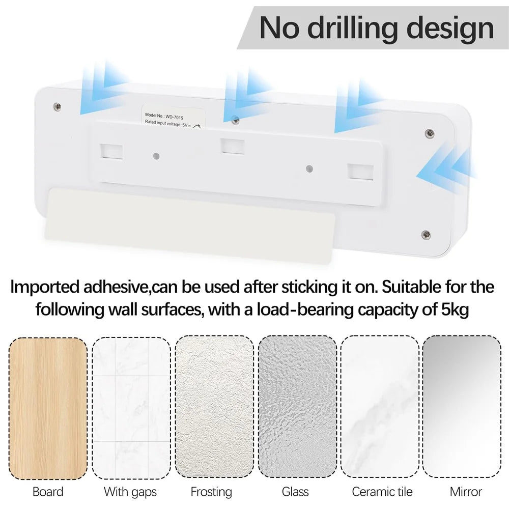 Toothbrush Sanitizer UV Sterilizer Wall Mounted Toothbrush Storage Holder Auto Sensor Digital Display for Home - 2