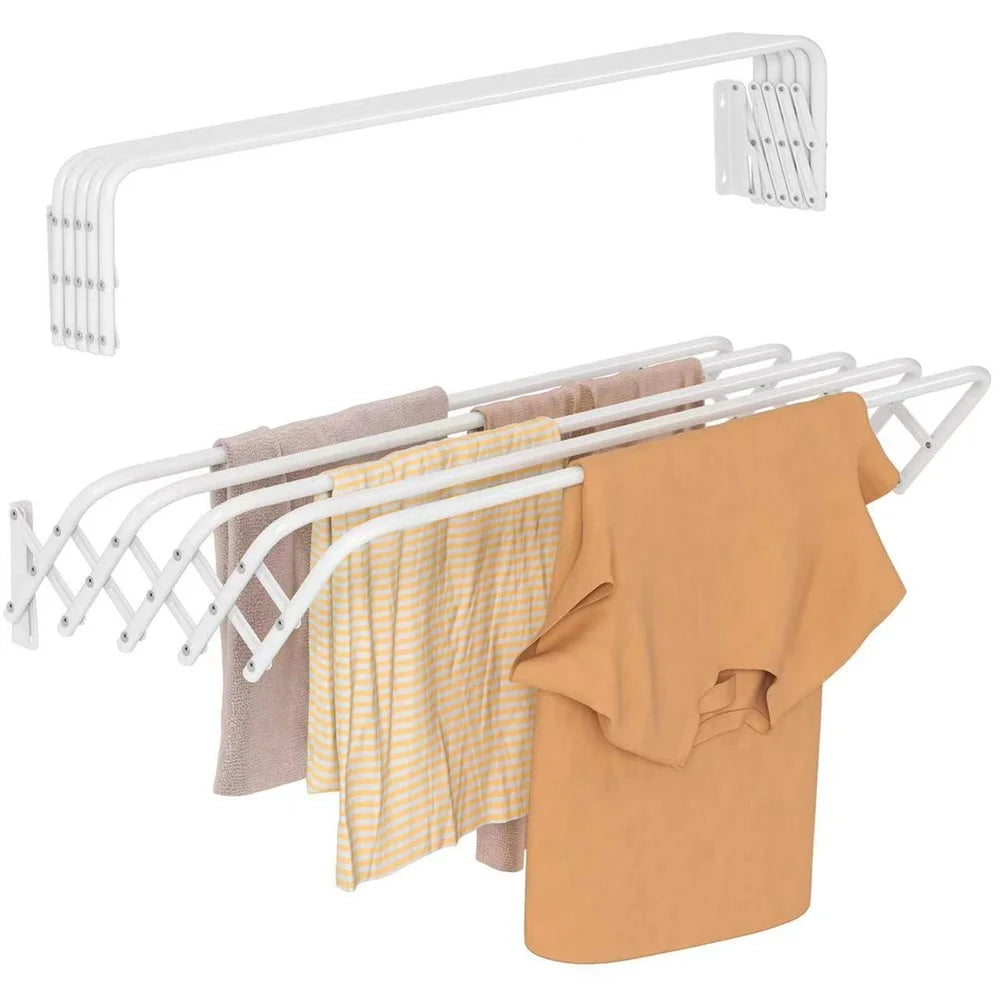 80cm Retractable Wall Mounted Clothes Drying Rack for Balcony Laundry Room Space Saving Folding Towel Hanger - 3