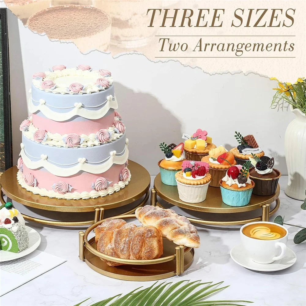 6Pcs Gold Cake Stand Set Dessert Display Tower Wedding Decoration High Foot Tray Afternoon Tea Pastry Holder - 2