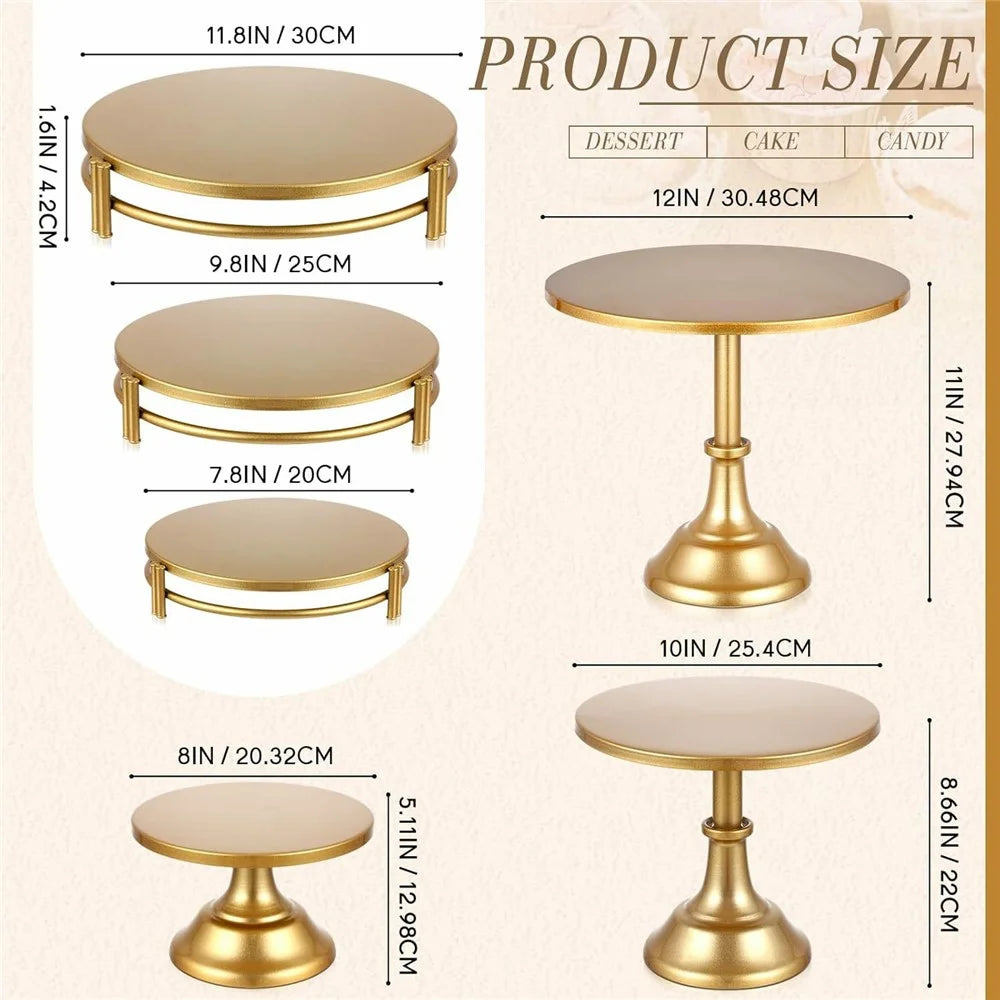 6Pcs Gold Cake Stand Set Dessert Display Tower Wedding Decoration High Foot Tray Afternoon Tea Pastry Holder - 6