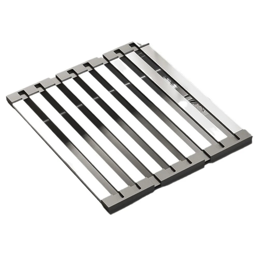 Foldable Extendable Over Sink Dish Drying Rack 304 Stainless Steel Kitchen Organizer Storage Shelf 55 x 32.5cm - 3