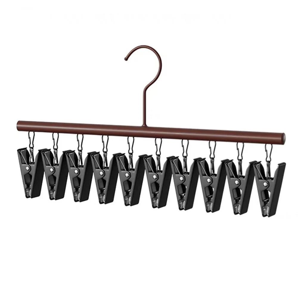 10 Clips Socks Hanger Retro Style Carbon Steel Drying Rack Multifunctional Laundry Organizer - 2