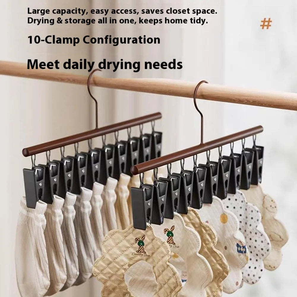 10 Clips Socks Hanger Retro Style Carbon Steel Drying Rack Multifunctional Laundry Organizer - 3