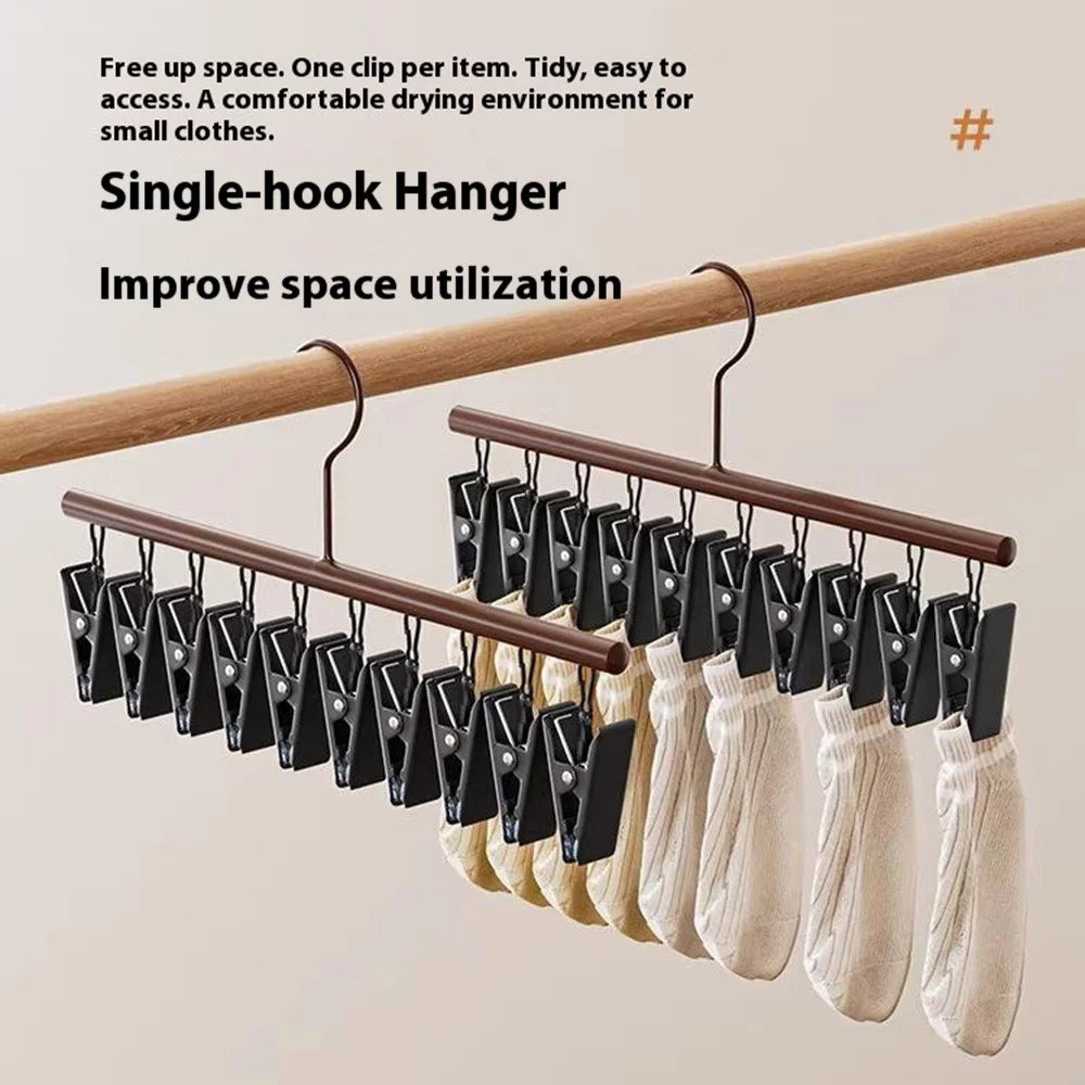 10 Clips Socks Hanger Retro Style Carbon Steel Drying Rack Multifunctional Laundry Organizer - 4