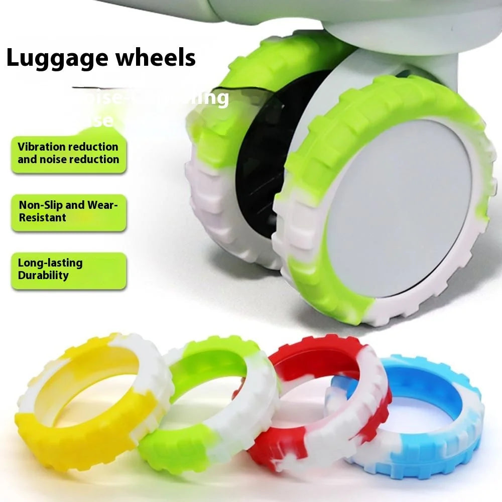 8Pcs 43-55mm Luggage Wheels Silicone Covers Noise Reduction Gradient Color for Suitcase Spinner Wheels - Blue White - 7