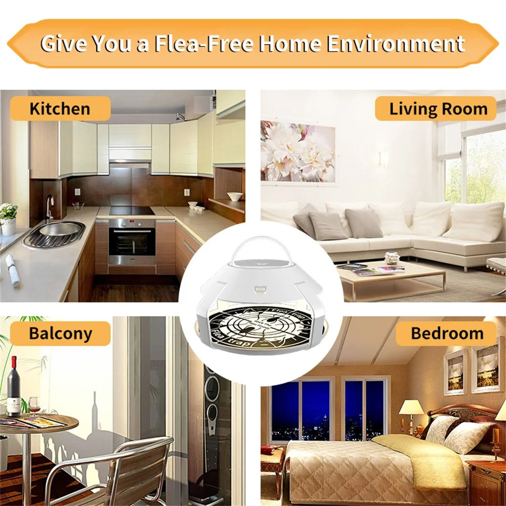 2Pcs Flea Trap Light Rechargeable LED Insect Light Sticky Catcher for Home - 5