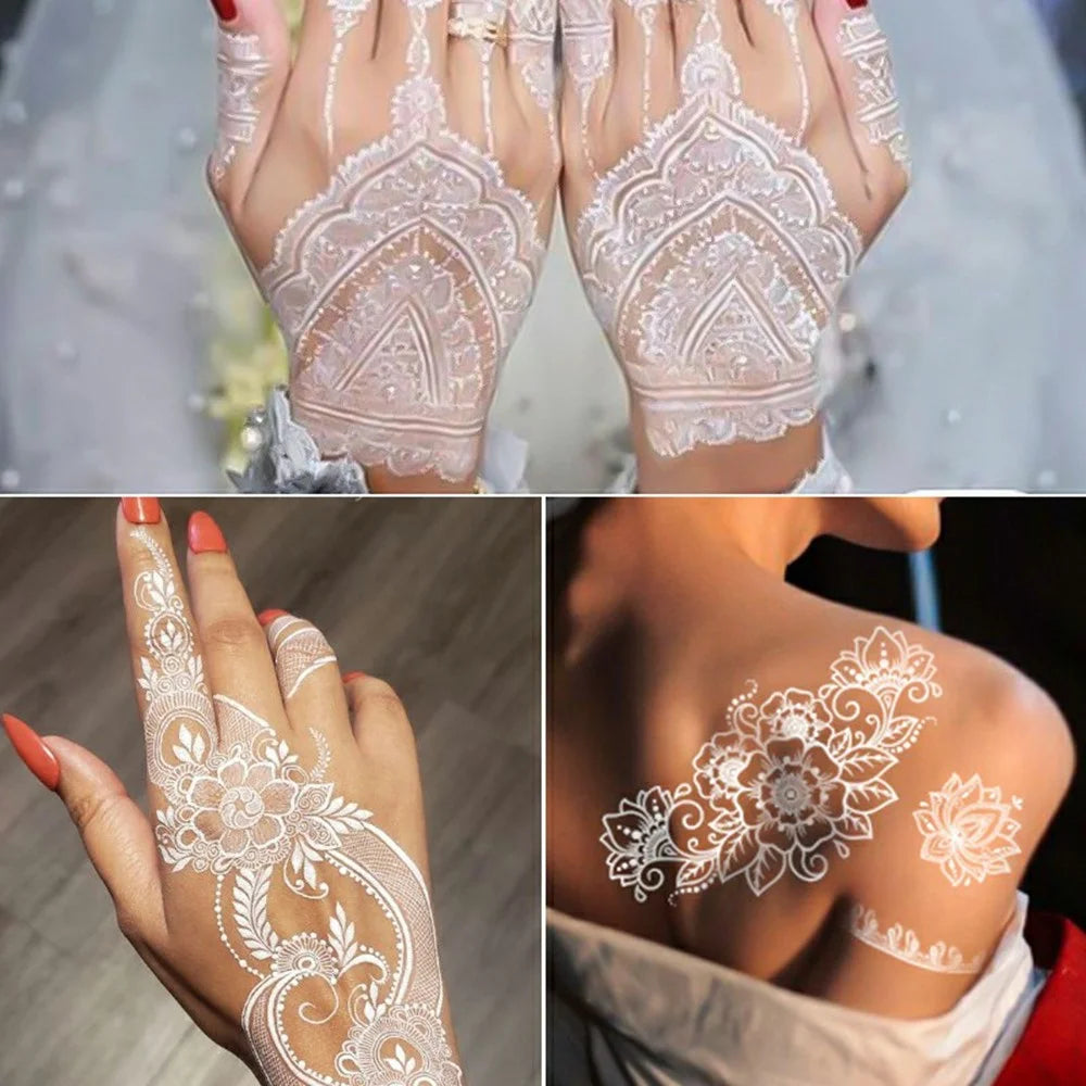 6Pcs / Set Luminous Indian Henna Lace Tattoo Stickers Gift Water Transfer Paper Temporary Tattoos for Body Art - YW-A - 5
