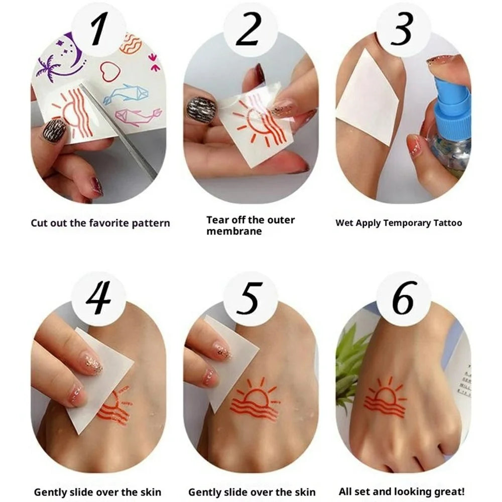 6Pcs / Set Luminous Indian Henna Lace Tattoo Stickers Gift Water Transfer Paper Temporary Tattoos for Body Art - YW-A - 7
