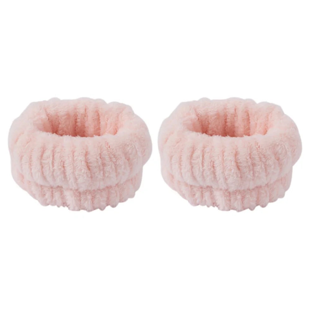 2PCS Water Absorption Wristband for Washing Face, Wrist Bands Towels for Water Flowing Down to Your Arms - Light Pink - 1