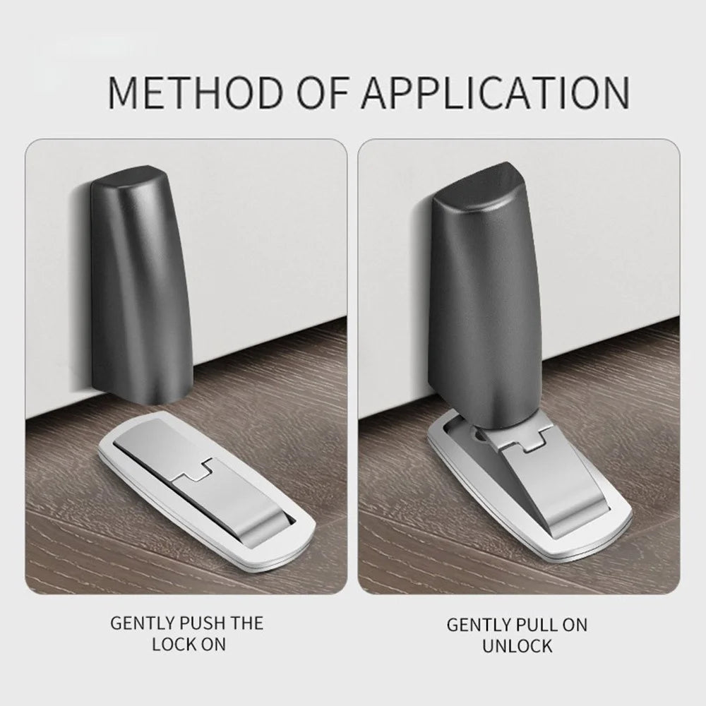 Magnetic Door Stopper No Drill Floor Mount Door Holder Bumper for Bedroom Bathroom - Black - 6