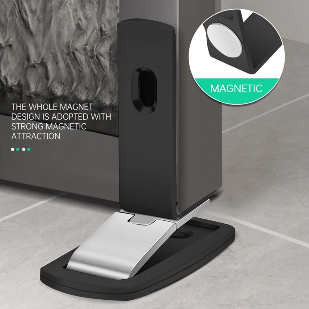 No Drilling Strong Magnet L-Shaped Doorstop Ultra Thin Floor Mount Magnetic Door Stopper - 5