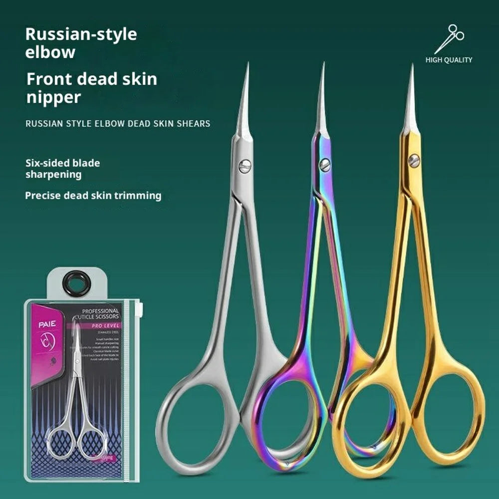 Curved Tip Cuticle Scissors for Nail Care Precision Trimming Manicure Tool Stainless Steel - Silver - 2