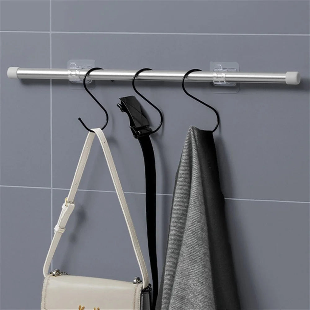 2PCS Curtain Towel Rod Holder No Drill Self-Adhesive Holder Hook Fixing Hook Hanging Bracket - Transparent - 4