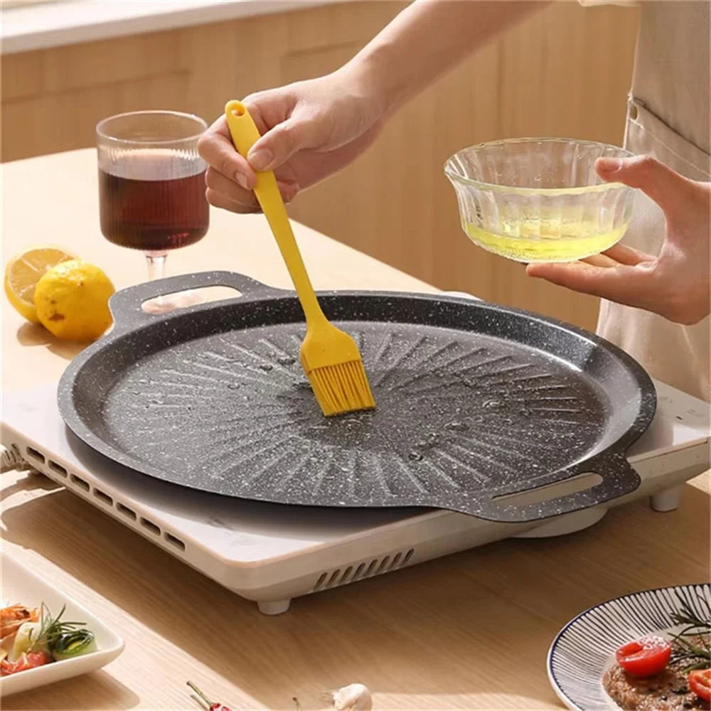 30cm Thickened Maifanite Non Stick Grill Pan Quick Heat Conduction Baking Tray Even Heat Distribution - Black - 3