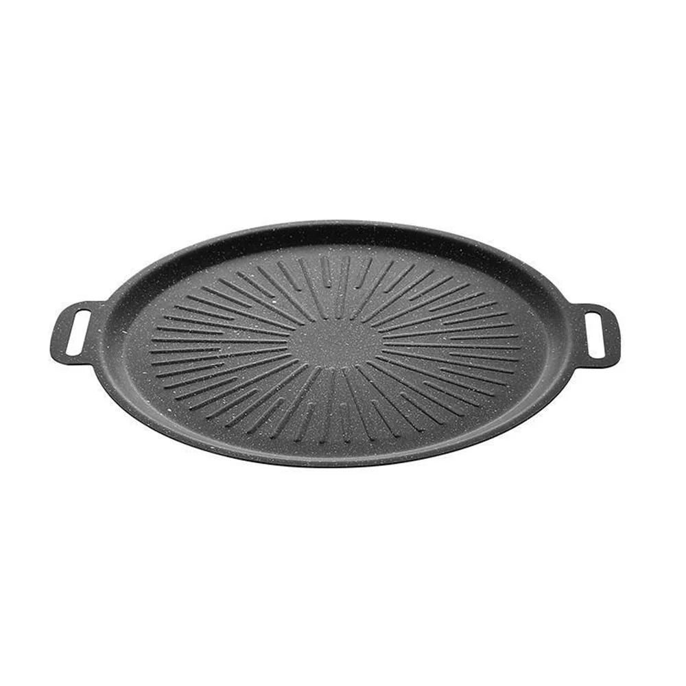 32cm Thickened Maifanite Non Stick Grill Pan Quick Heat Conduction Baking Tray Even Heat Distribution - Black - 1