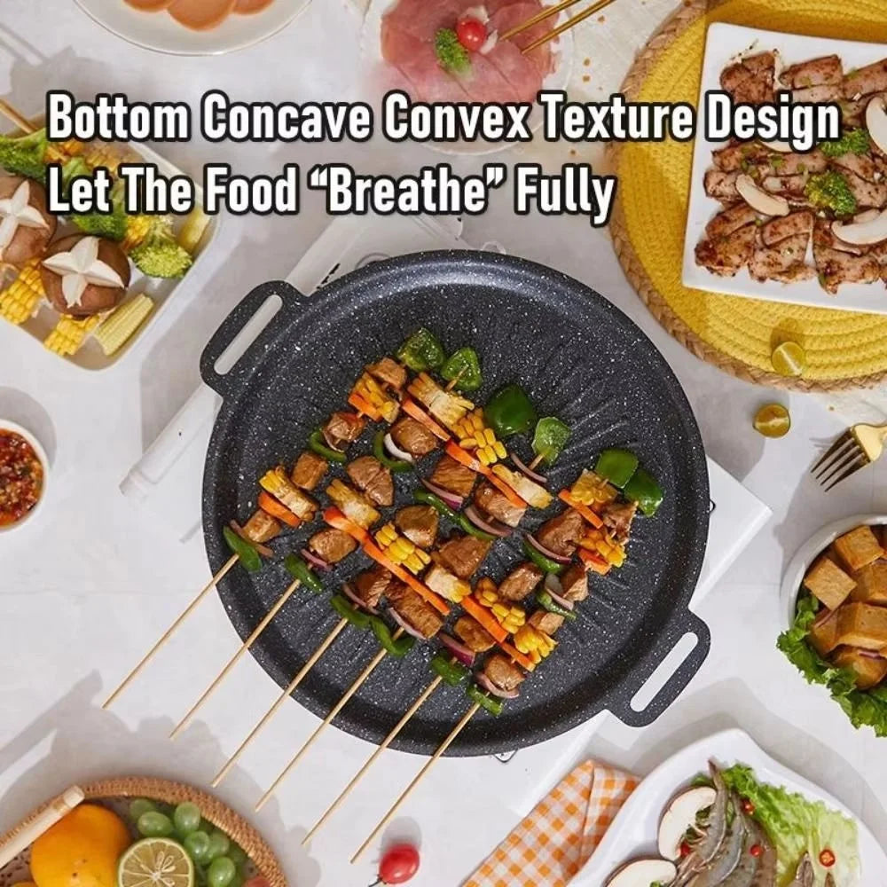36cm Thickened Maifanite Non Stick Grill Pan Quick Heat Conduction Baking Tray Even Heat Distribution - Black - 4