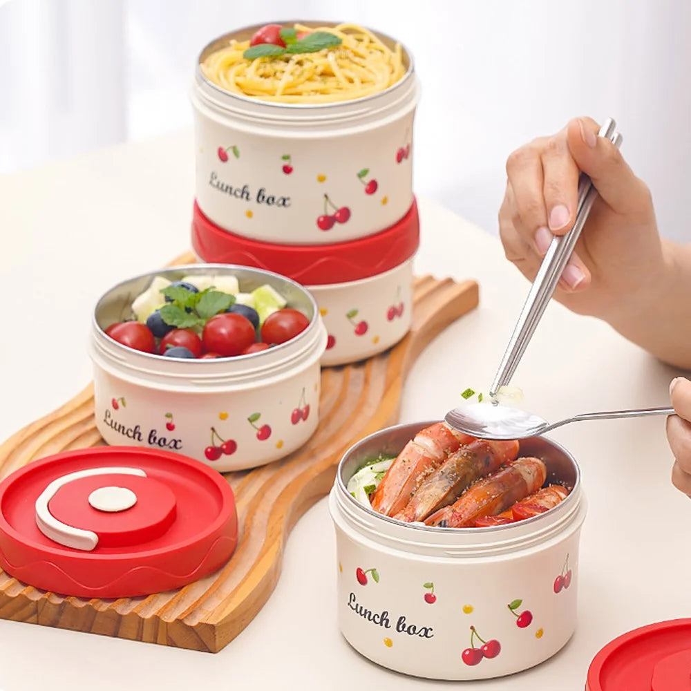 316 Stainless Steel Lunch Box Set with 440ML + 600ML + Insulated Bag Microwave Safe Leak Proof for Students  /  Office Workers (No FDA) - 6