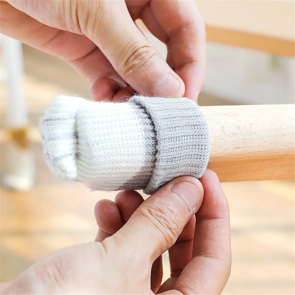 4PCS Cute Cat Claw Pattern Chair Leg Floor Protectors Covers Furniture Feet Pads Table Leg Protectors Caps to Prevent Scratch and Noise - Grey Stripe - 4