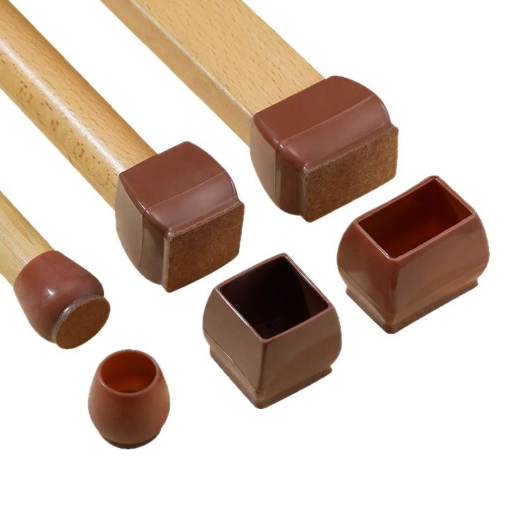 8Pcs Large Rectangular Chair Leg Caps for 25-35mm Table  /  Chair Legs Non-Slip Noise Reduction Furniture Foot Covers - Brown - 4