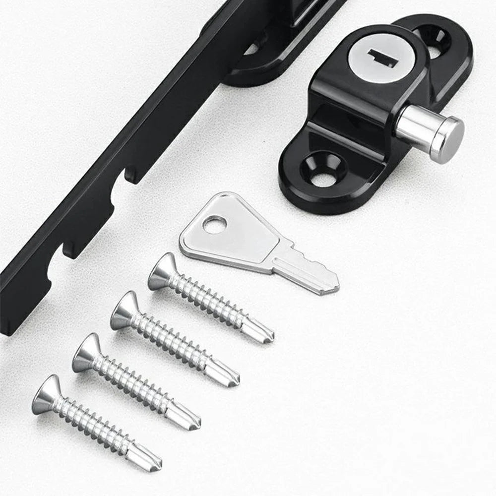 U-Shaped Carbon Steel Child Safety Lock External Lock Catch Angle Limiter Wind Brace Fixator for Doors Windows - Black - 2