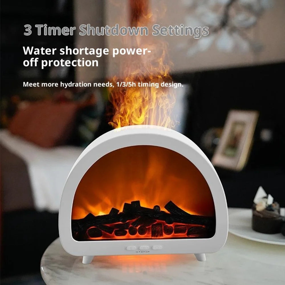 Fireplace Flame Aroma Diffuser 7 Color Atmosphere Light Humidifier Remote Control Auto Shut-Off for Home Desktop - Black - 4