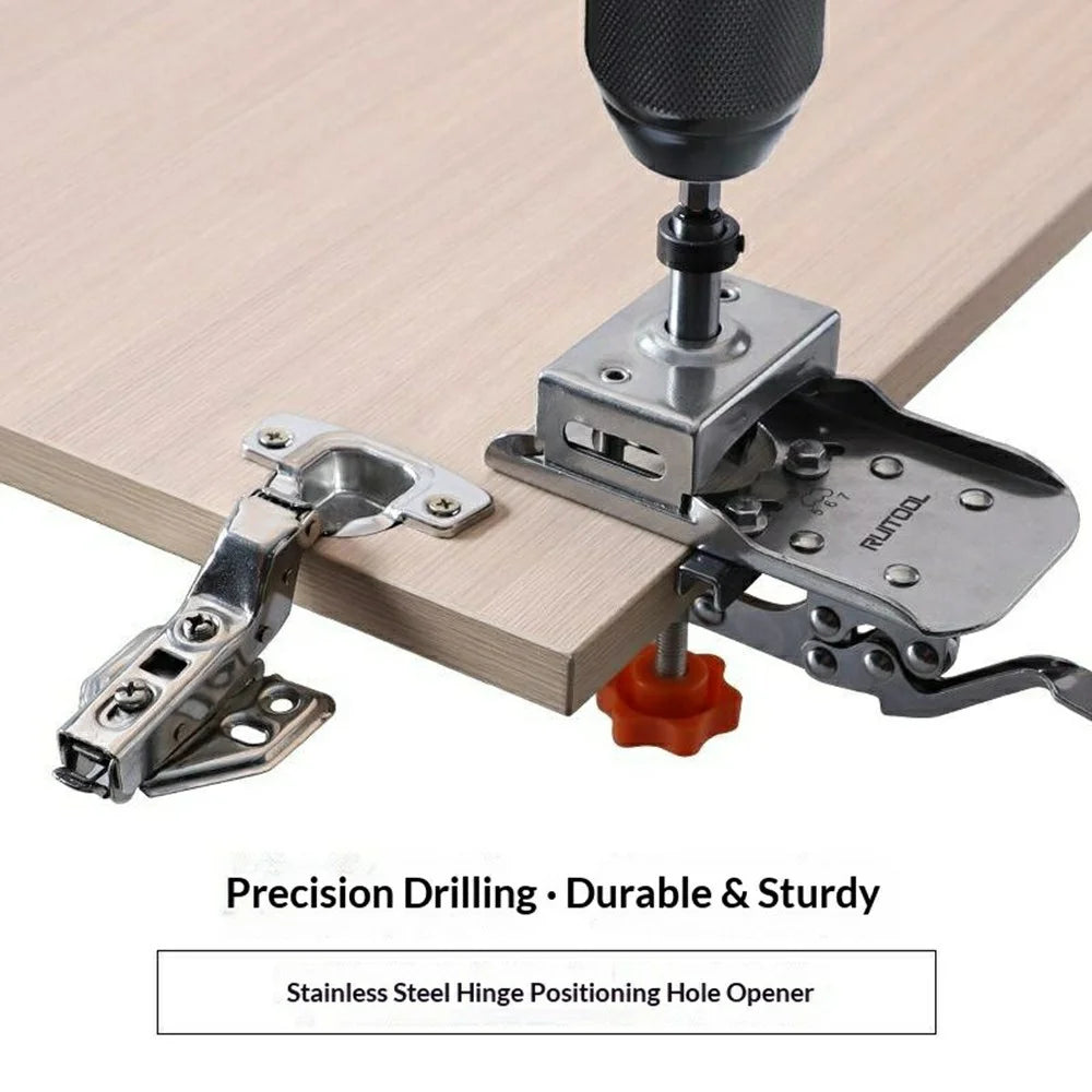 Stainless Steel Hinge Hole Locator Installation Adjustable Edge Quick Clamp Woodworking Tool for Cabinet Door - 2