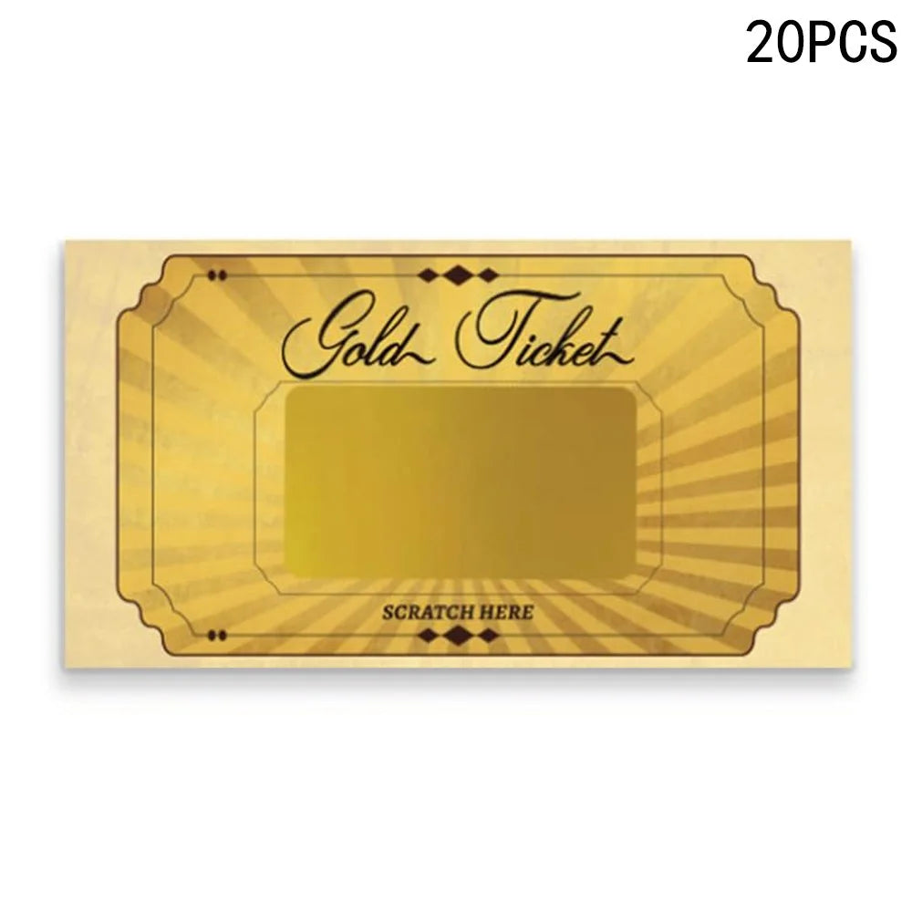 20Pack Gold Blank Scratch Cards Metallic DIY Party Game Cards Gift for Birthday Party Lottery Activities - 1
