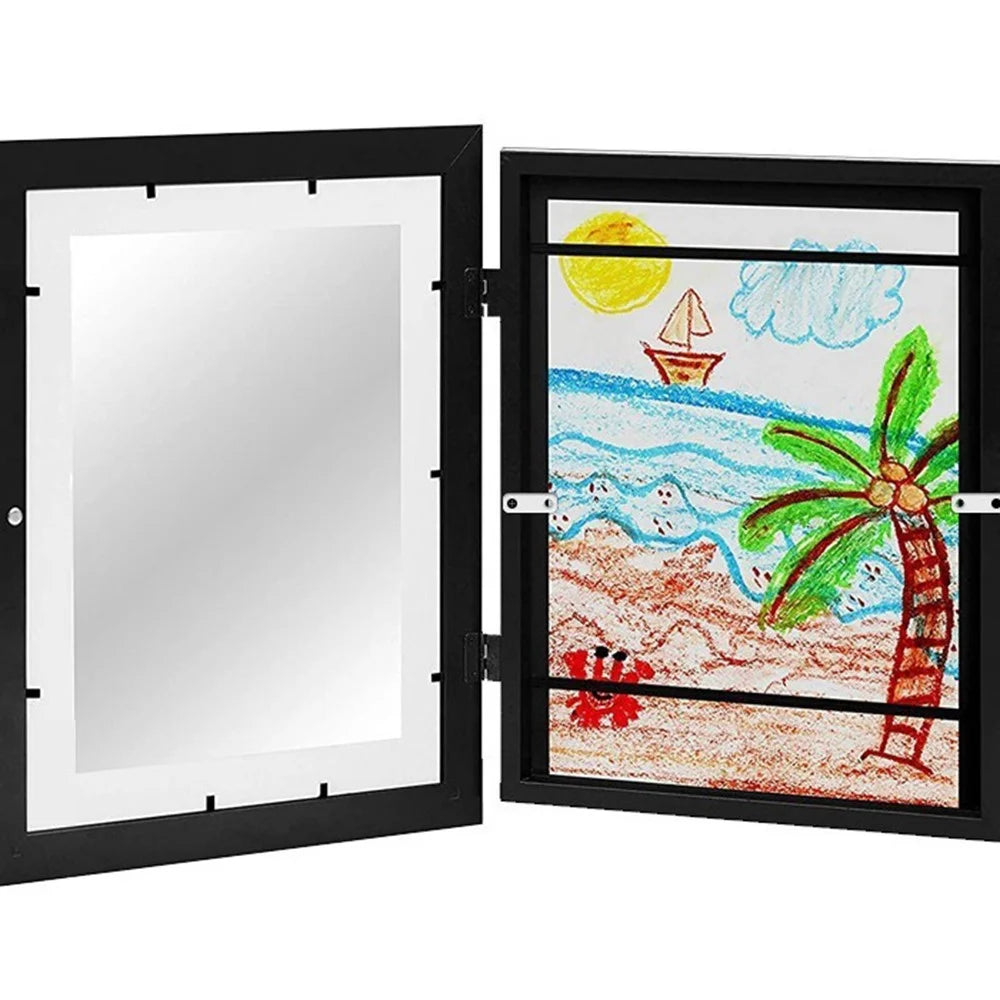 6 inch (10.16x15.2cm ) Kids Art Frame Flip Magnetic Picture Holder Clear Display for Art Storage - Black - 3