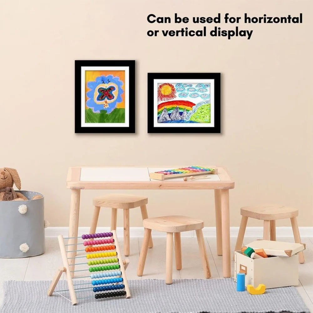 6 inch (10.16x15.2cm ) Kids Art Frame Flip Magnetic Picture Holder Clear Display for Art Storage - Black - 5