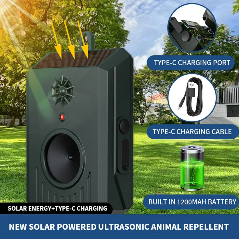 B10 Wall Mounted Ultrasonic Animal Repellent Outdoor Solar Powered Pest Control Device for Mice Dogs Birds - 6