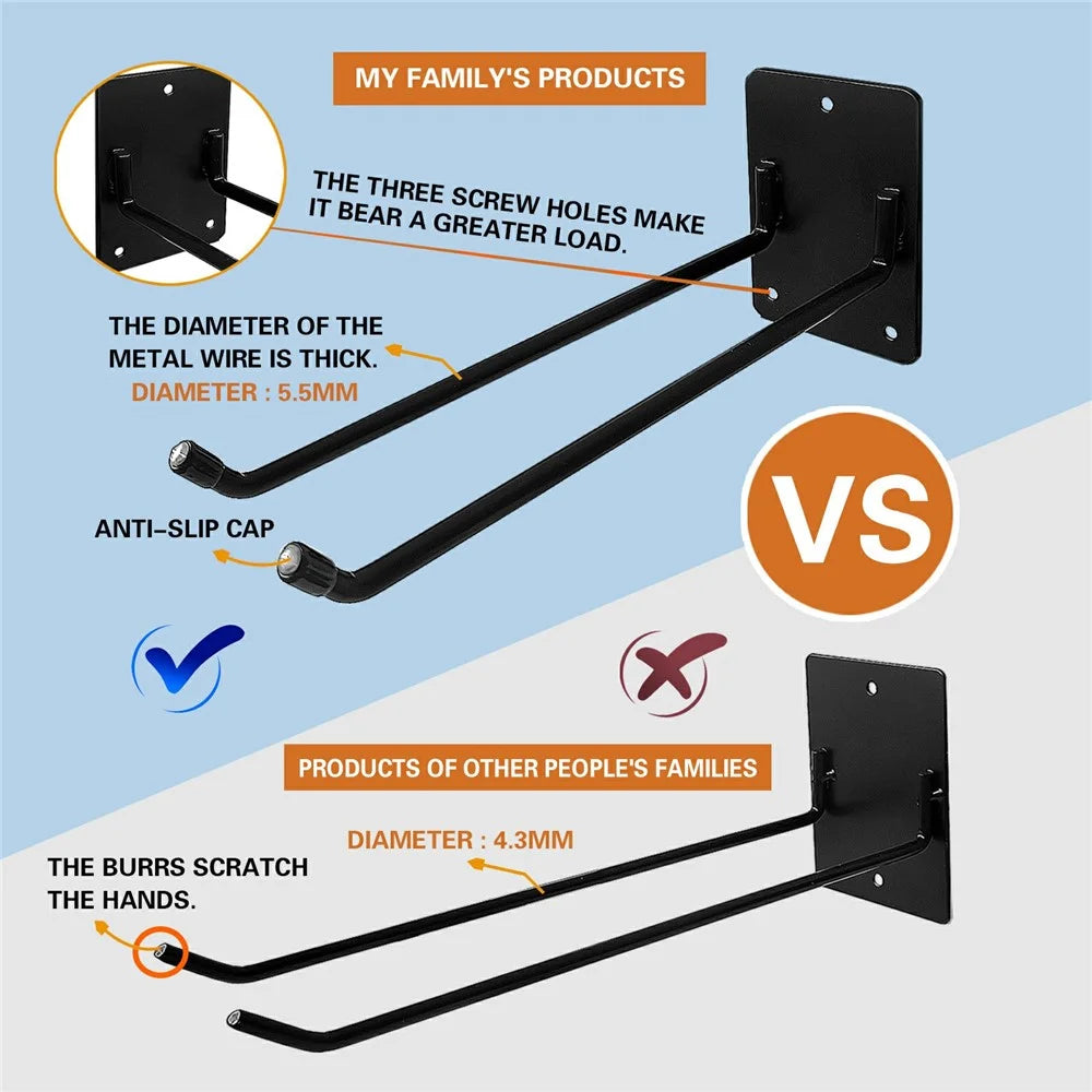 Wall-Mounted Garden Tool Storage Rack Heavy Duty Iron Tool Hanger Rust-Resistant Organizer for Garden Balcony Garage - Black - 5