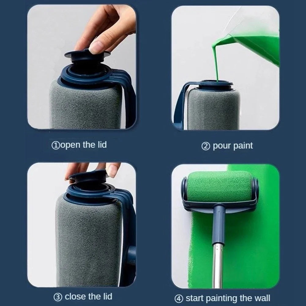 Paint Roller Brush Set with Extension Pole for Latex Paint Wall Ceiling Furniture Roller Brush - 7