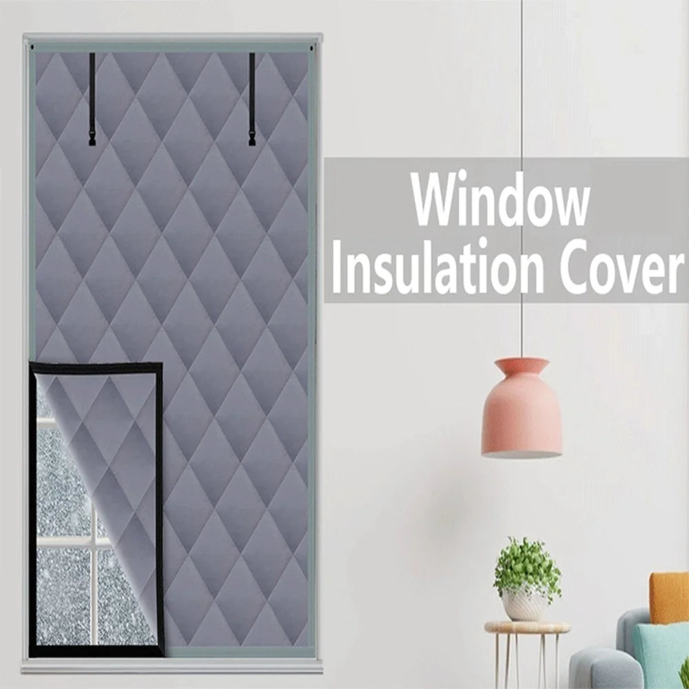 26×38 inch 3 Layer Winter Insulated Window Cover Oxford Cloth Frostproof Window Blanket with Magic Tape Cold-Proof Curtain Set - 2