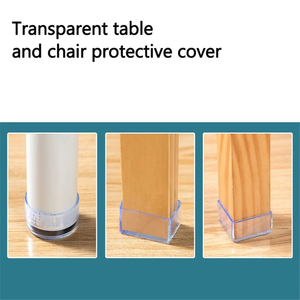 4Pcs / Set 25*25mm Furniture Leveling Feet System Square Chair Leg Caps Transparent Rubber Feet Protector Dust Cover - 2