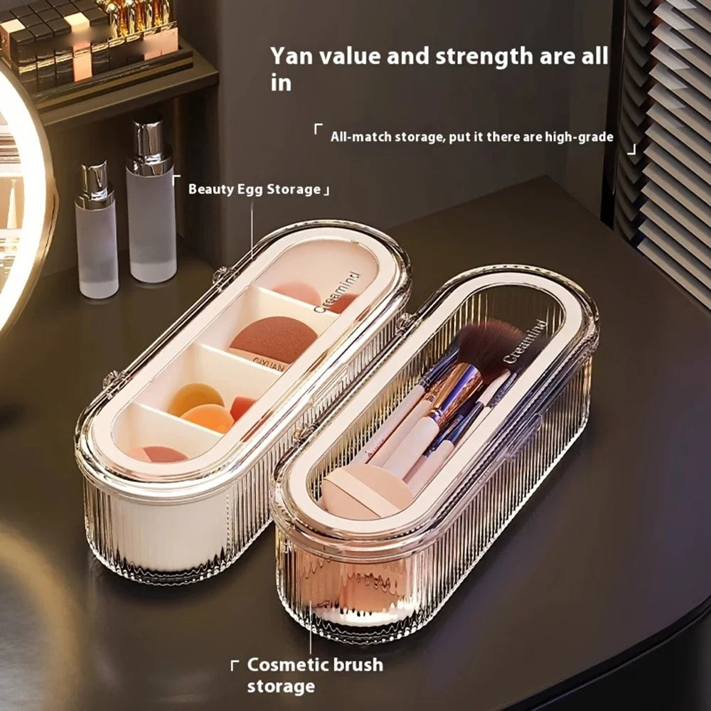 Cosmetic Sponge Holder 4 Compartments Makeup Puff Drying Rack  /  Storage Box  /  Draining Organizer for Beauty - 2