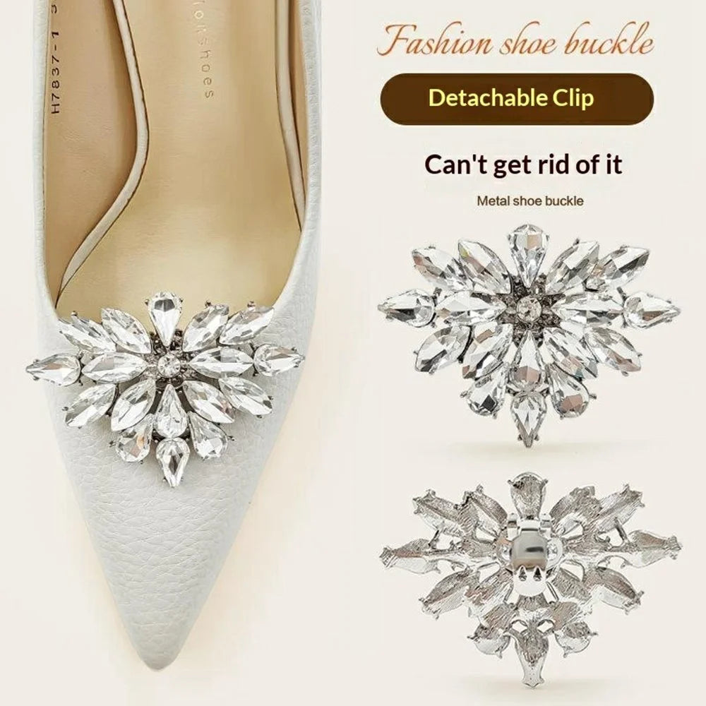 Metal Shoe Clip Removable Crystal Rhinestone Decorative Buckle for High Heel Wedding Shoes Bridal Accessory - 2