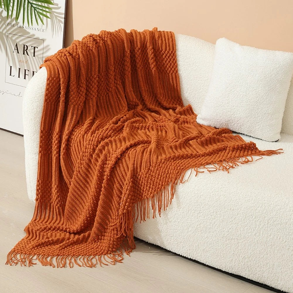 127x152+15x2cm Pineapple Pattern Throw Blanket European Style Office Nap Blanket Sofa Cover - Orange - 2