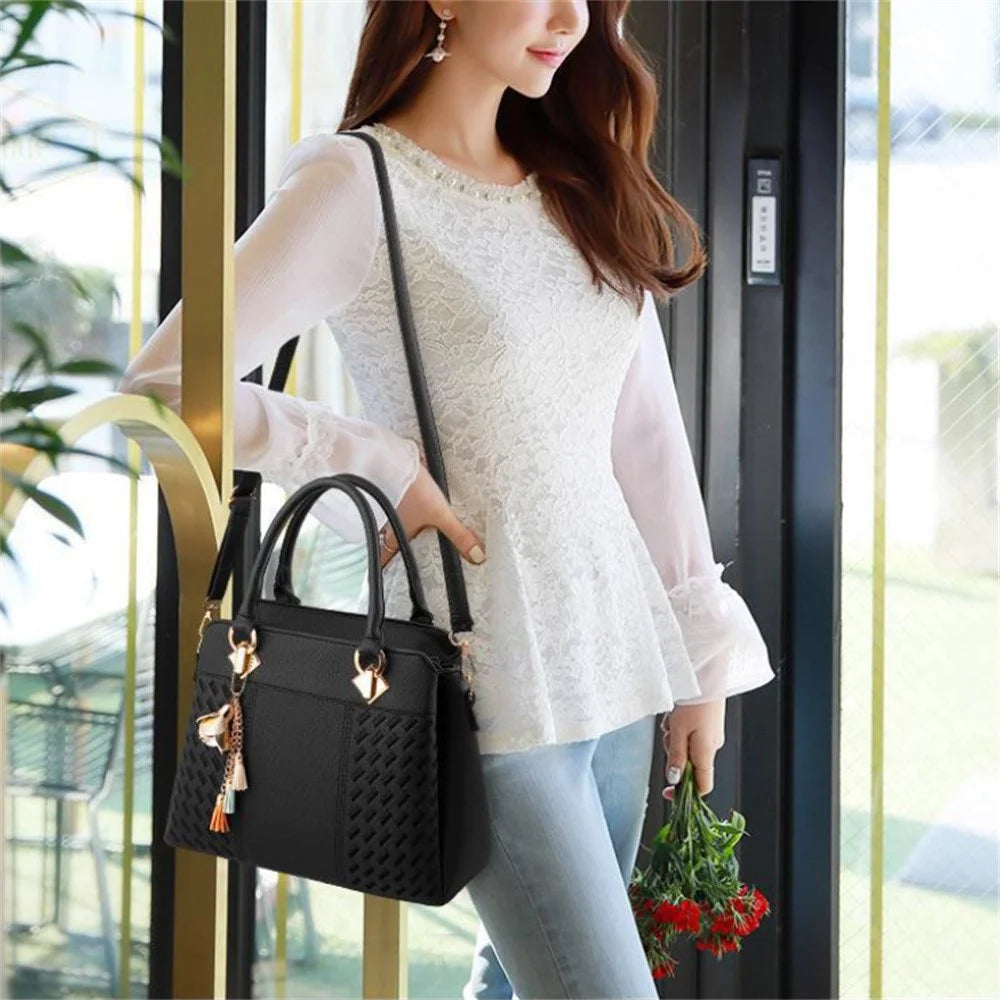 Crossbody Bag Large Capacity Shoulder Handbag Tote for Women Simple Style Versatile Design - Black - 2